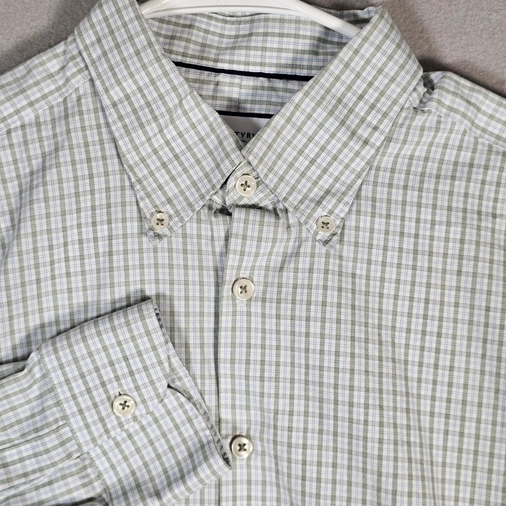 Charles Tyrwhitt Shirt Mens16.5/34 Green Check Extra Slim Fit NonIron Cottonwood
